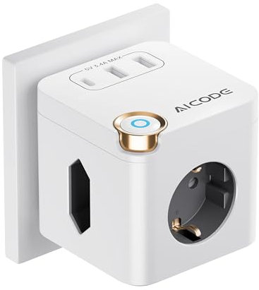 AICODE Steckdosenwürfel ohne Kabel, 3-Fach Mehrfachsteckdose mit USB-C (3680W), 6-in-1 Steckdosenadapter mit Schalter & Kindersicherung, kompakt für Küche, Büro & Reise (Weiß)