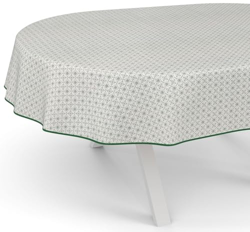ANRO Wachstuchtischdecke Wachstischdecke Wachstuch Tischdecke abwaschbar Gartentischdecke Rund Oval Eckig Oval 160x140cm mit Saum (Eingefasst) Italia Grau