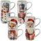URBN-CHEF Set di 8 tazze in ceramica da 265 ml, per casa, cucina, ufficio, tè, caffè, Babbo Natale, confezione regalo, tazze impilabili, design natalizio, decorazioni natalizie