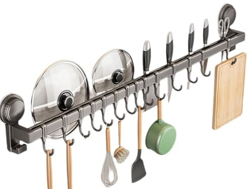 Wansiman Kitchen Hooks,Kitchen Utensil Rack,Utensil Rack,Kitchen Utensil Hanging Rack Rail,Pan Rack Wall Mounted,Kitchen Hooks For Utensils,Kitchen Rail Pan Hanger,Convenient,For Wall