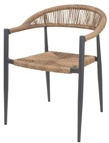 Bolero Eden PE Twist Rattan Outdoor Arm Chairs Natural, Set of 4 | All-weather durability with a stackable space-saving design; built to withstand extra foot traffic in commercial settings.