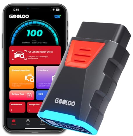 GOOLOO DS100 OBD2 Scanner, Full-System Vehicle Diagnostics Tool | Bluetooth Wireless Diagnostics with 6 Advanced Resets(Oil/Throttle/EPB/TPMS/BMS/DPF) ,Battery Test, HUD Display
