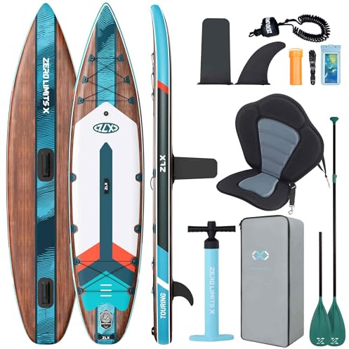 ZLX Stand Up Paddling Board 350x83cm, anfängerfreundliches SUP Board mit Abnehmbarer Mittelfinne für Stabilität oder Geschwindigkeit, Touren Stand Up Paddle für alle Könnerstufen, 200kg Tragkraft