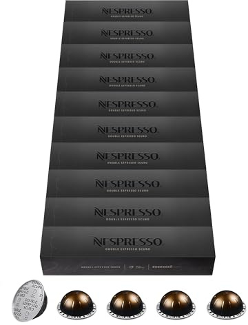 NESPRESSO VERTUO Double Espresso Scuro 100 Kaffeekapseln | Arabica & Robusta Kaffee, Dunkle Röstung, Intensität 11, Ideal für kräftigen doppelten Espresso