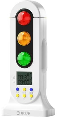 Traffic Light Visual Timer - Kitchen Time Management Supplies | Silent Countdown Timer with Colour Coded Lights for Parents Teachers Kids Preschoolers Classroom School, 3.35 x 1.77 x 7.87 inches