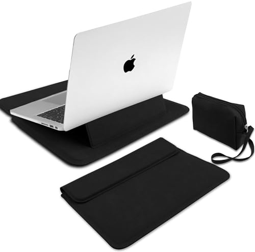 13-14 Zoll Laptoptasche, Laptophülle mit Ständerfunktion, Schwarz | PU Leder Laptoptasche Sleeve für MacBook Neo 13, MacBook Pro 14 (M5~M1,Pro/Max), MacBook Air 13,6 (M5~M2), iPad Air/Pro
