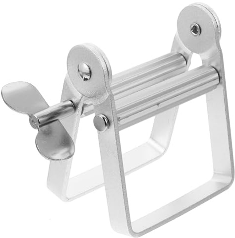 INOOMP Metal Paste Squeezer Hair Dye Tube Extruder Aluminium Alloy Lotion Dispensing Tool for Home and Bathroom Use Silver 4X3.3X3.7 Inch
