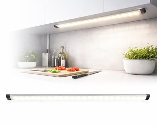 ACCA 3 Barra LED Lineare 80 cm Sottopensile Cucina Lampada LED da Parete Ultra Sottile Touch con Interruttore Basso Consumo Ideale per Cucina Armadio Garage