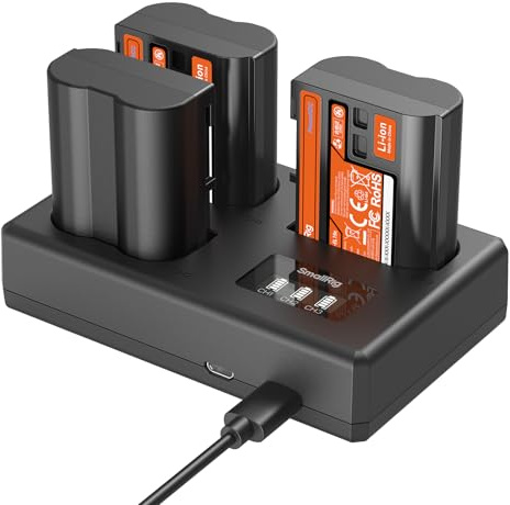 SMALLRIG EN-EL15c Camera Battery Kit for Nikon, Triple-Slot LCD Charger with 3-Pack 1940mAh Batteries, Full Decode for Nikon ZR,Z6III,Zf,Z8,Z7II,Z7,Z6II,Z6,D850,D810,D780,D750, D500,D7500,D7200-6018