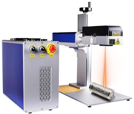 Brionate JPT 200W 3D MOPA M7 Fiber Laser Marking Machine & Laser Engraver with Motorized Z-Axis, 175mm & 300mm Field Lenses, D80 Rotary Axis, Supports 3D Curved, Step & Cylinder Engraving, CE, 220V