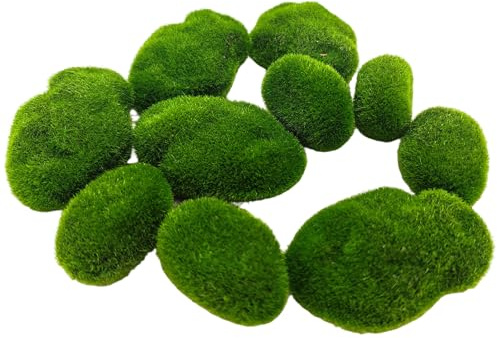 10 Stück Simulierte Moos Stein Miniatur Dekoration für Aquarium Deko | Mooskugeln für Aquarium und Wasserlinsen Teich, Natürliches Dekor für Aquarium Pflanzen Moos Landschaft Gestaltung.