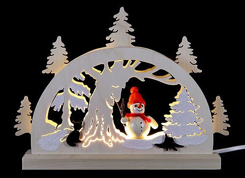 Unbekannt Schwibbogen Schneemann im Wald - 23x15x4,5 cm