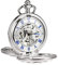 TREEWETO Unisex Taschenuhr mit Kette Analog Handaufzug Doppelscharnier Ruder Skelett Silber