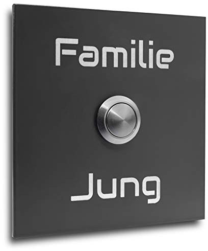 Edelstahl Klingelplatte Bochum 007 anthrazit RAL 7016 Türklingel mit LED Taster Gravur Klingel Klingelschild Edelstahlklingel (ohne LED)