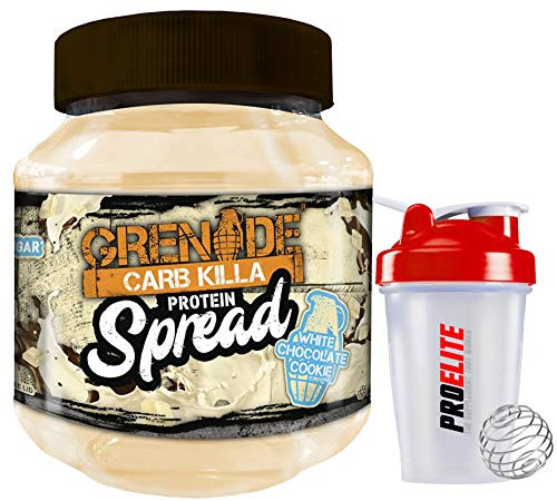 Grenade Carb Killa Spread Whey Protein 360g Bar Bars in The Jar + Shaker (White Chocolate Cookie)