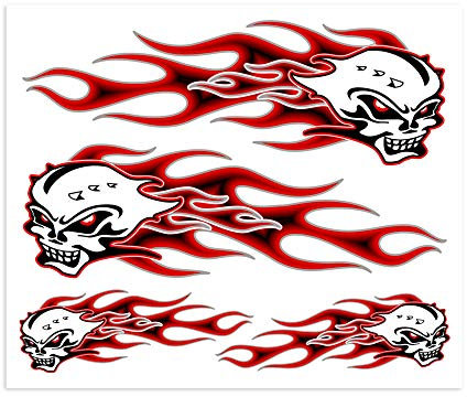 4R Quattroerre.it 32106 Sticker Aufkleber Schädel Flammen, 20 x 24 cm, Rot