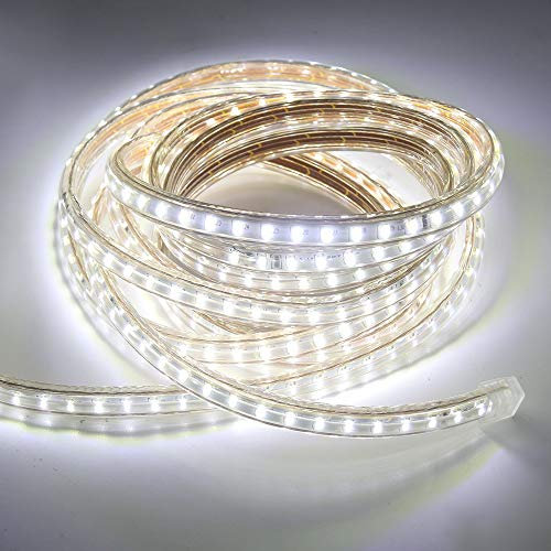 HEGEHE SMD 3014 LED Strip Light with Switch Power Cord, 220V Waterproof Kitchen Cabinet Ceiling Home Garden Deck Rope Light White (4 Meters)