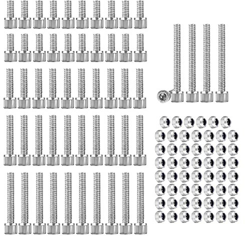 M5 Schrauben Set, WJUAN Schrauben und Muttern aus 304 Edelstahl, Enthält 55 Stk 10/20/30/40/55 mm Innensechskantschrauben und 55 Stk Muttern, für Mechanische Teile Bolzen