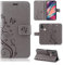 betterfon Custodia compatibile con Wiko View 5 / View 5 Plus, in pelle PU, di alta qualità, per View 5 / View 5 Plus, motivo floreale, colore: grigio
