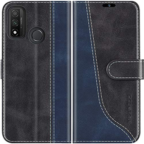 Mulbess für Huawei P Smart 2020 Hülle, Handyülle Leder mit Kartenfach, Klapphülle mit Magnetverschluss, Flip Case Etui Handytasche Schutzhülle, Stilvoll Schwarz