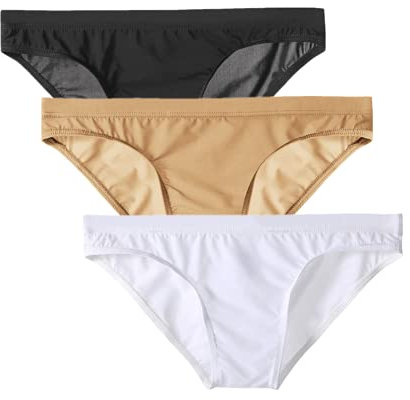 lclvld Slip Homme Taille Basse Sexy Transparent Ice Silk Etotik Briefs Shorts Slips sous-vêtements, 3pcs-black+white+skincolor, 3XL