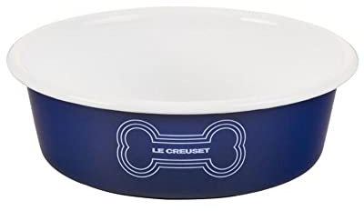 Le Creuset Hundenapf aus emailliertem Stahl, groß, 6 Tassen, Dunkelblau