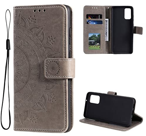 CoverKingz Handytasche kompatibel mit Samsung Galaxy A13 5G/Galaxy A04s - Handy Case mit Kartenfach Handyhülle - Flipcase klappbar Motiv Mandala Grau