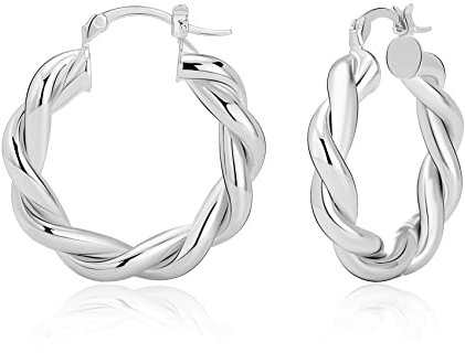 BMMYE Creolen Silber 925 Damen, 5mm Breite Groß Hypoallergene 18K Vergoldete Ohrringe Gold Schmuck Geburtstagsgeschenk für Damen 20/30/40/50mm