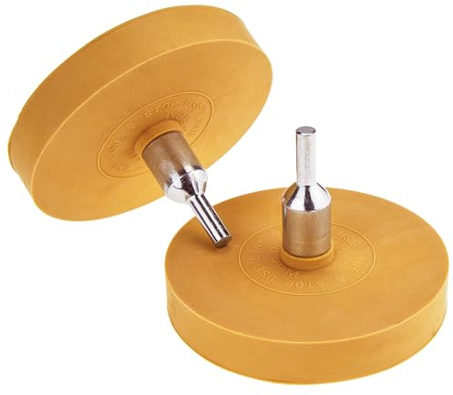Stix 2X Folienradierer Gummischeibe 88 mm Set mit 2 Adaptern | Entfernt Folien und Klebereste, Für Bohrmaschine geeignet, Lackschonend