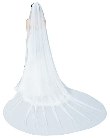 BEAUTELICATE Brautschleier Hochzeit Schleier für die Braut Einlagiger Weicher Tüll Schleier mit Metallkamm Braut liefert Ivory 300cm(118) W * 300cm(118) L Kurbelkante