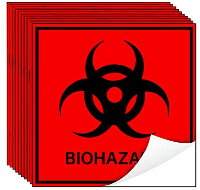 Biohazard Stickers Schild – 20 Stück 11,4 x 11,4 cm wasserdichte Biogefahr-Warnschilder von Krankenhäusern und Industrie verwendet