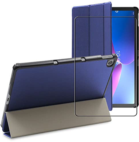 ebestStar - Funda para Lenovo Tab M10 Plus 10.6 (Gen 3), Carcasa Capa, Slim Case Protectora, Tapa Magnetica Cuero PU, Azul Oscuro + Cristal Templado