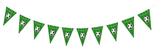 Football Party Paper Bunting Banner with 10 Triangle Flags,Party Decor Football Soccer World Cup Bunting Banner for World Cup Party Decorations,Football Birthday Party Supplies Banner for Boys Kids