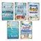 ESFIVHO 5er Set Blechschild Beach Strand Meer Landschaft - Metallschild mit Spruch - THE BEACH IS MY HAPPY PLACE - LIFE IS BETTER AT THE BEACH - DIE SEELE BRAUCHT SEELUFT - Vintage Schild Geschenk