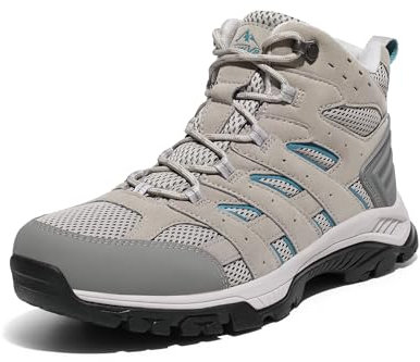 NORTIV 8 Damen Wanderschuhe Trekkingschuhe Atmungsaktiv Schuhe Outdoorschuhe rutschfeste Hiking Boots Wanderstiefel,Size 40.5,Hellgrau,SNHB2212W