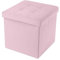INTRECCI Pouf Contenitore, Puffo per Sedersi, Panca Contenitore, Effetto Velluto, Quadrato, 38x38x38 cm, Imbottito, Versatile, Facile da Pulire. Colore: Rosa Antico