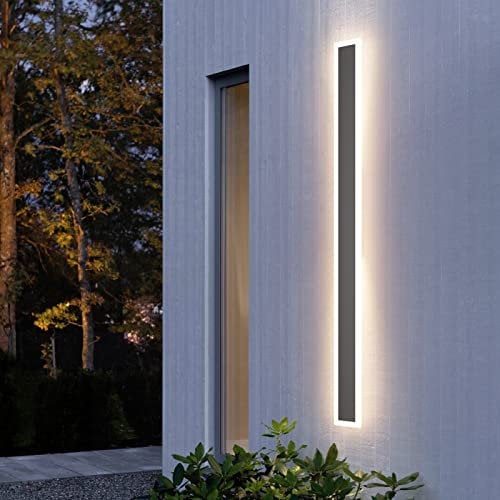 Klighten LED Wandlampe Lange Wandleuchte IP54 Dunkelgrau Wasserdicht Innen und Außenbereich Eisen-Acrylplatte Wandbeleuchtung für Gärten Villa, Terasse, Korridor, Warmweiß 3000K, 120CM/35W