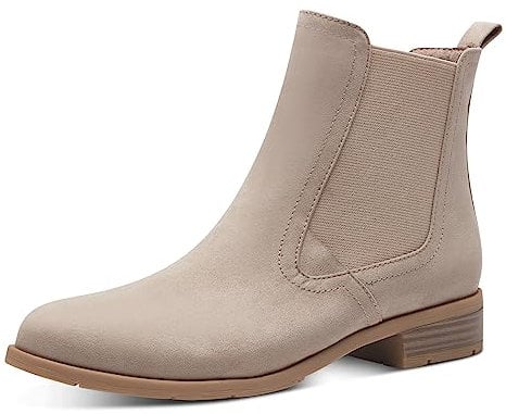 MARCO TOZZI Damen Chelsea Boots Flach zum Schlupfen, Braun (Taupe), 41 EU