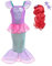 Lito Angels Meerjungfrau Prinzessin Arielle Kostüm Kleid Verkleidung mit Haar Perücke für Kleinkind Mädchen, Größe 3-4 Jahre 104, Heißes Rosa