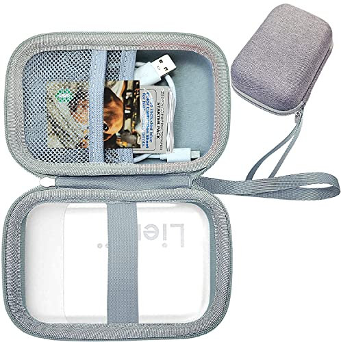 XEGIMOR Fotodrucker-Hülle, kompatibel mit Liene 5,1 x 7,6 cm Mini-Sofortbilddrucker, Tragetasche, kompatibel mit Liene Fotodrucker-Aufbewahrungszubehör (nur Hülle) (Grau)