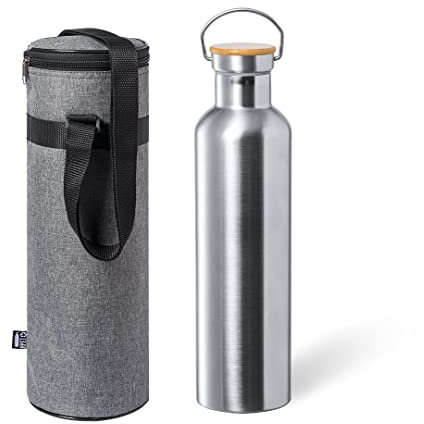 Botella Agua Acero Inoxidable - Botella Agua Niños - 500ml/750ml/1L/1,5L - Botella Termica Boca Estándar - Sin BPA, para Niños & Adultos, Deporte, Oficina, Yoga, Ciclismo (1 LITRO, ALUMINIO MATE)