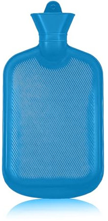Borsa per acqua calda con copertura per alleviare il dolore, borsa dell'acqua calda per crampi mestruali, borsa dell'acqua calda classica da （1,8） litri (blu)