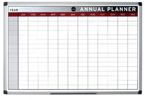 KAV Magnetischer Jahresplaner, trocken abwischbar, stilvolles Whiteboard mit Aluminiumrahmen für die Wand, Mehrzweck-Organisationstafel mit selbstklebendem Memo, Küchen-Essensplaner und Kalender (900