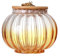 Soulnioi 800ml Lantern Glass Jar with Wooden Lid Striped Glass Storage Container, Pumpkin Storage Jar for Candy Tea (Yellow)