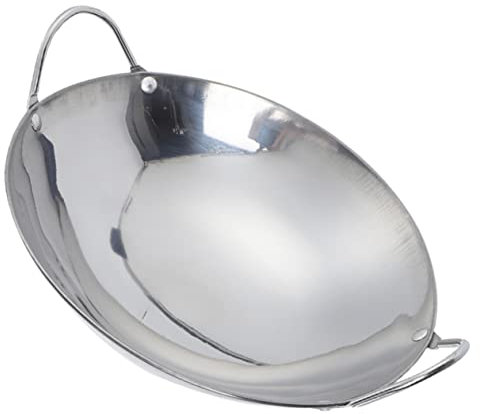 Cabilock Plancha De Acero Inoxidable Sartén Wok De Acero Inoxidable Sartén De Cocina Olla De Cocina De Metal Sartenes De Inducción Horno Anti-derrame Individual Sartén Profunda