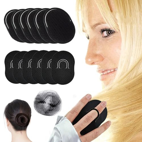 Duuclume 20 Zoll Haar Netz 20 Pcs, 6 Pcs Finger, 6 Pcs Tasche Palm Kämme, Elastizität unsichtbare schwarze Haar Netze, Weiche Taschenbürste, Tragbare Kopfhaut Massager Shampoo Kamm