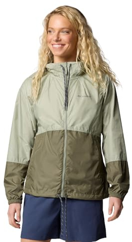 Columbia Womens Flash Forward II Windbreaker, Safari/Stone Green, X-Large