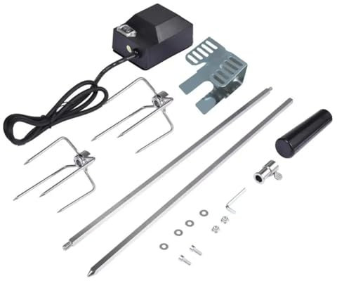 Kioball Rotisserie Kit Stainless Steel Automatic BBQ Grill Rotisserie Set with Motor Grilling Hot Dog Chicken Steak UK Plug