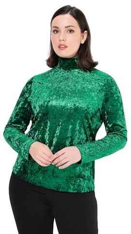 Ulla Popken Damen große Größen Übergrößen Plus Size Samtshirt, Stehkragen, Slim, Langarm 835506