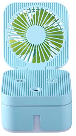YAPAILANG Beweglicher quadratischer Desktop-Ventilator, 2-in-1, Luftbefeuchtungssprühventilator, geräuscharmer Ventilator für Schlafzimmer, Büro, Reisen
